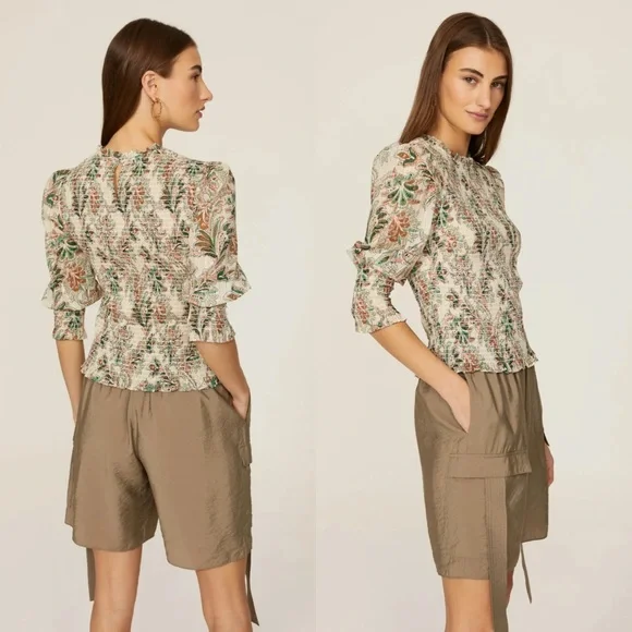 Veronica Beard Smocked Top - Picture 2 of 12